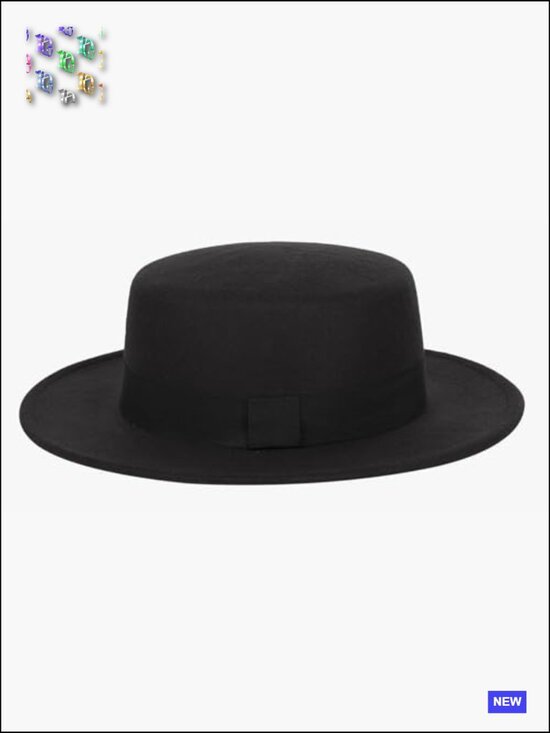 Pork Pie Fedora Hat Wide Brim Felt Flat Top Boater Unisex Classic main image 4